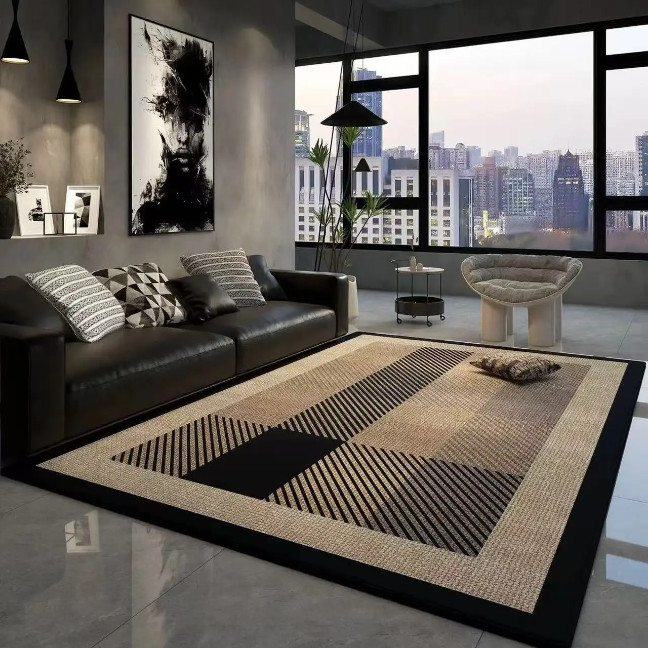Light Luxury Geometric Large Carpets for Living Room Modern Decoration Home Bedroom Rug Soft Non-slip Coffee Tables Mat