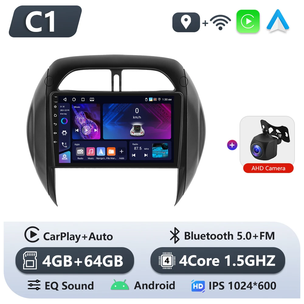 Podofo 6 + 128G Draadloze CarPlay Android Auto Radio voor Toyota RAV4 2003-2005 (LHD) Auto Multimedia Speler GPS WIFI 2 Din Autoradio