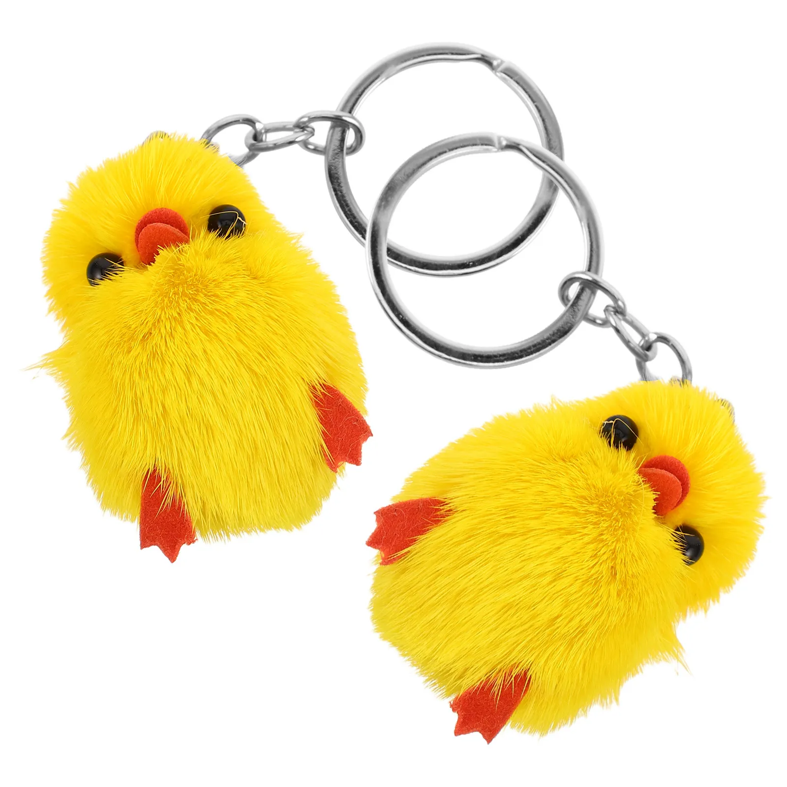 

2Pcs Adorable Angry Yellow Duck Keychain Soft Stuffed Cartoon Key Ring for Backpack Handbag Car Decorative Birthday Party Favor