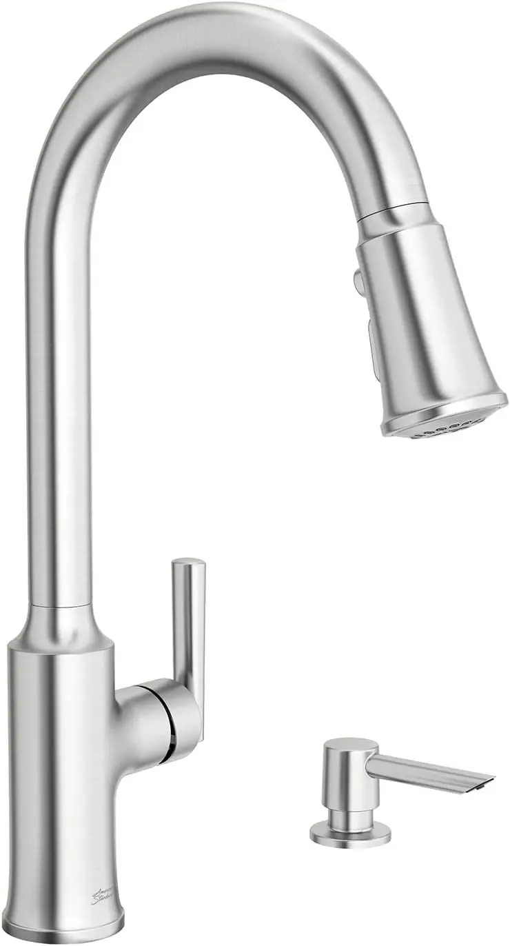 

Stainless Steel Pull-Down Kitchen Faucet with Sprayer and Soap Dispenser, 1.8 GPM Flow Rate