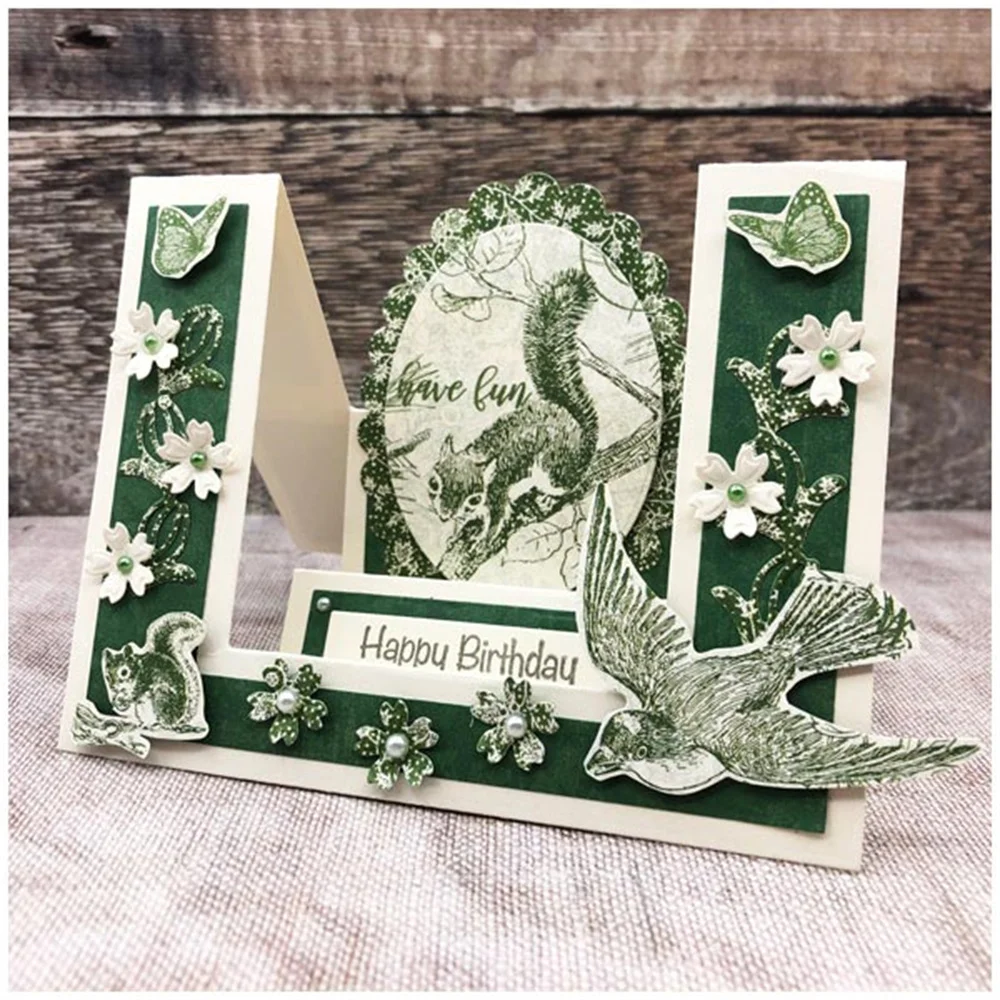 Double Gatefold Card Metal Cutting Dies Center Stepper Die Cuts for DIY Scrapbooking Cards Embossing Decorative Crafts