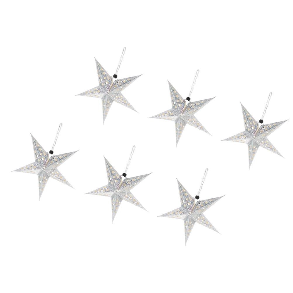 

6pcs Star Shaped Lampshade Pentagram Hanging Paper Pendant for Ceiling Decor Home Office Party Xmas Stereoscopic Lighting