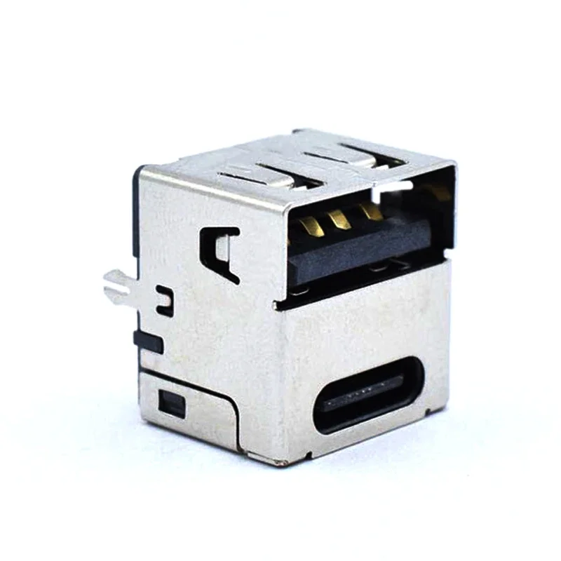 1/5/10PCS Type-C 14P Female Socket Single-Sided Plug USB A Female Socket 180 Degree Vertical Plug PD Fast Charging 2 In 1 ﻿