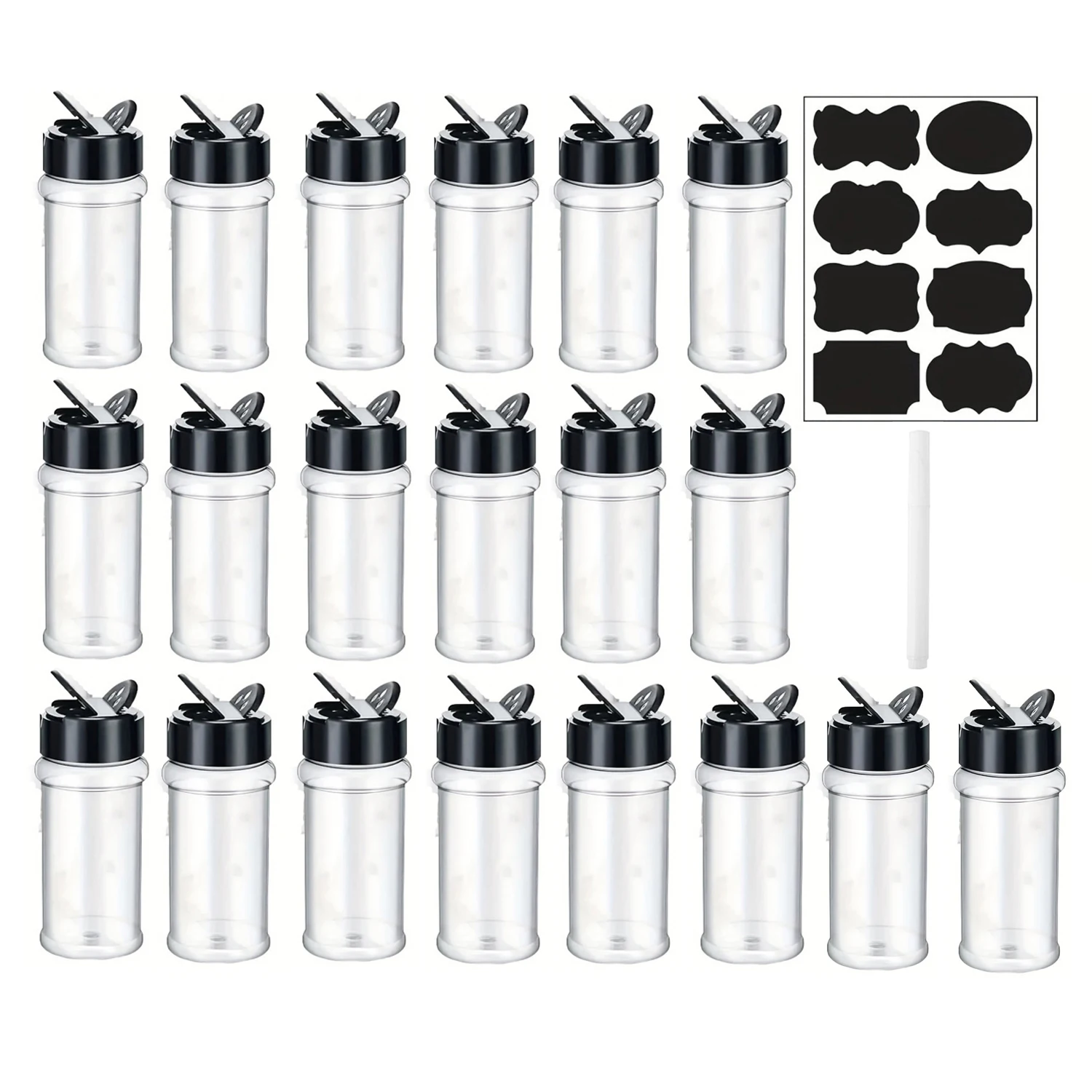 3oz Clear Plastic Spice Jars with Black Shaker Caps Empty Seasoning Bottles with Lids for Kitchen Storage