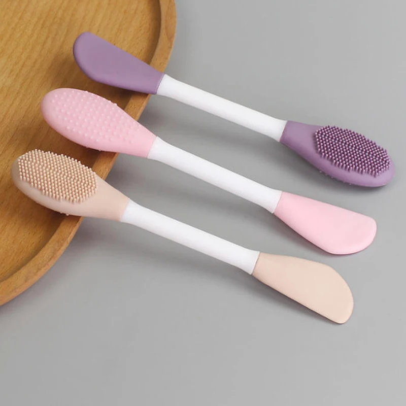 1pc Double-Headed Silicone Facial Mask Brush Lotion Spatula Mud Mask Applicator Soft Head Face Cleansing Brush Skin Care Tool