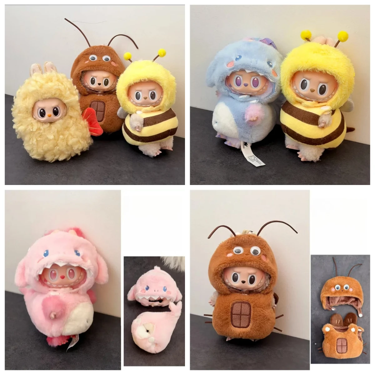 

"Labubu 1/2/3 Gen Critter Outfits: Cockroach & Fried Shrimp Sets - 10cm Changeable Costumes"