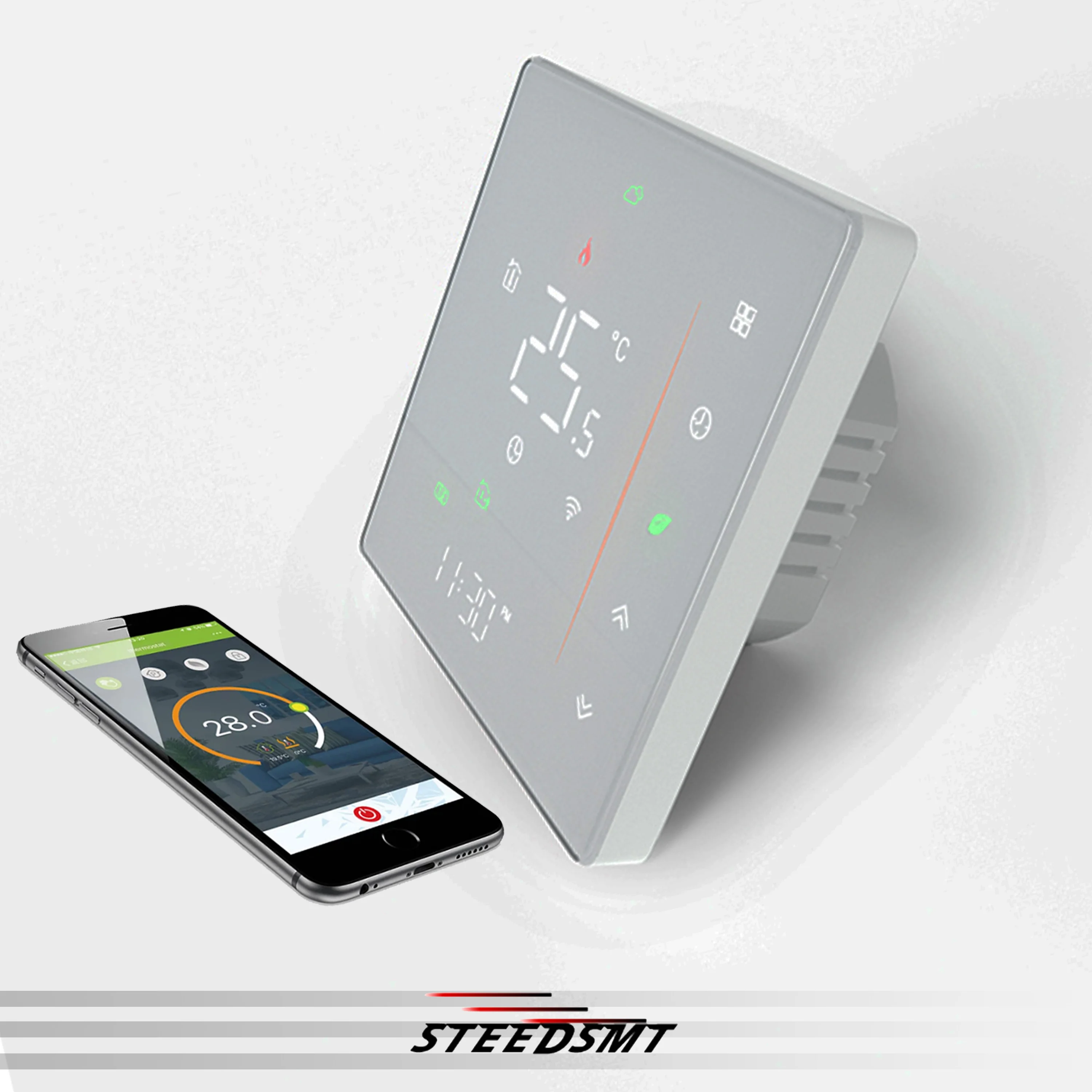 Termostato de aquecimento de filme de aquecimento de piso 24V / 220V para 16A 4KW Interruptor de ajuste inteligente por ZIGBEE WIFI RS485 opcional