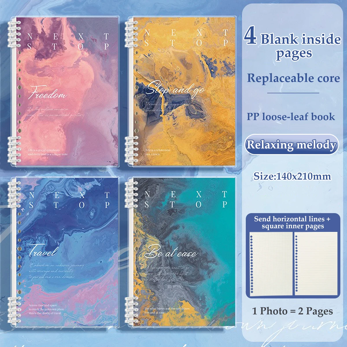 The New A5 Loose-leaf Notebook Is A School Office Stationery with A Middle and High School Style Thick Horizontal Blank Notebook