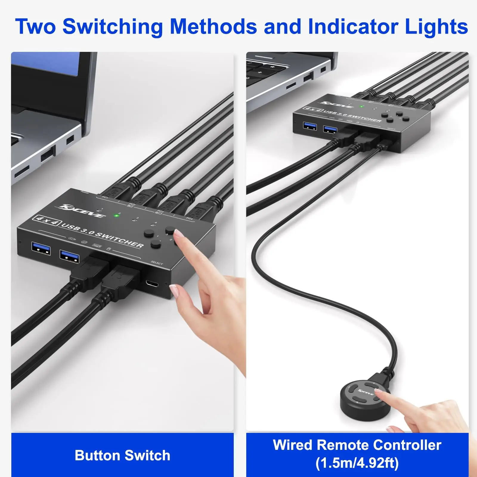 KCEVE-Commutateur USB 3.0 à 4 ports pour 4 ordinateurs, commutateur clavier et souris, nouveau