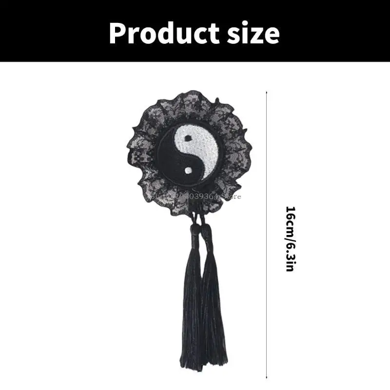 Antique Taichi Bagua koronkowy klip do włosów z frędzlami na chiński noworoczny festiwal Festiwal Kostum