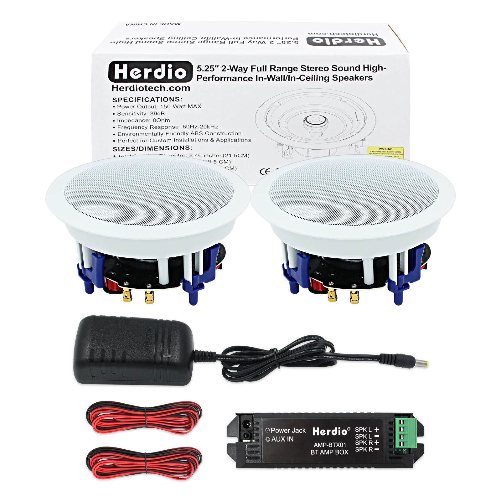 

Herdio 5.25 Inch 300W Ceiling Bluetooth Speaker Home Recessed System For Indoor Kitchen Bedroom Bathroom Patio