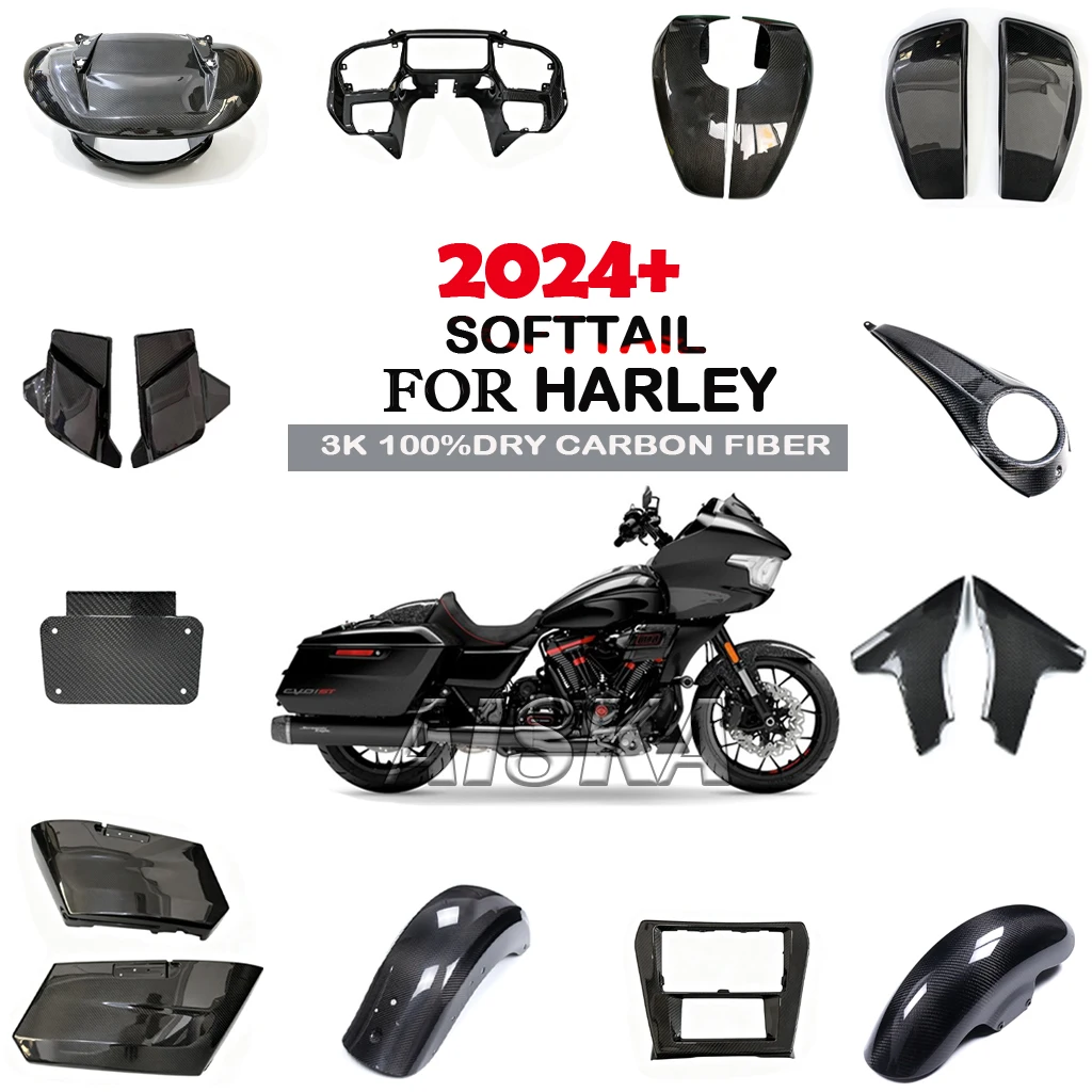 Für Harley Touring Modelle Road Glide Street Glide CVO 2024+2025 Kotflügel Kraftstofftank Seitenverkleidung Frontverkleidung Kit 3K Kohlefaser