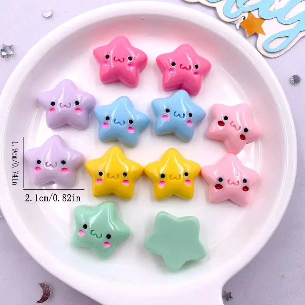 TX105 20PCS Mix Resin Kawaii Mini Smiling Stars Flat back Cabochon Stone Scrapbook DIY Home Decor Figurine Crafts Accessories