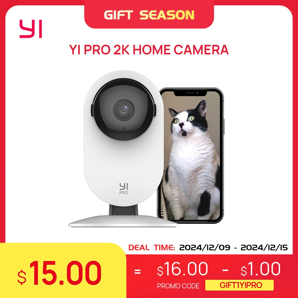 YI Pro Home 2K Wifi Surveillance Camera 3MP IP CCTV Smart Home Baby Pet Monitor Security Protection Compatible with Alexa