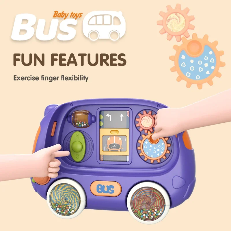 Babymuziekbus Peuterspeelgoed Elektrisch rijdende auto Stuurwiel Vroeg educatief muzikaal speelgoed voor 0-36 maanden Games voor baby's