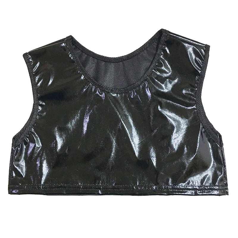 Women Shiny Sleeveless Crop Top Patent Leather Metallic Dance Hip Hop Costume Dancing Night Clubwear Tank Top Child Stage Glossy