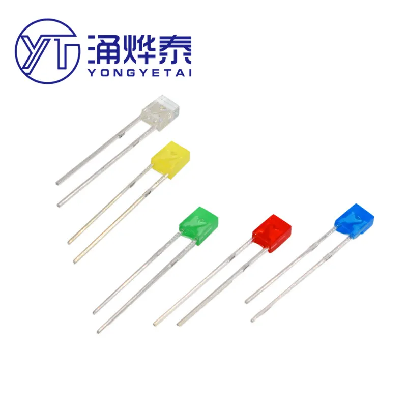 

YYT 100PCS 2*3*4MM square LED white hair white red emerald green blue yellow orange light-emitting diode light bright short foot