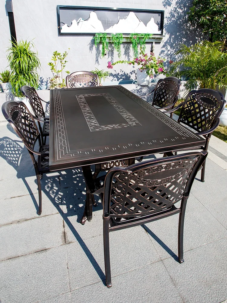 Outdoor cast aluminum tables and chairs, villas, courtyards, gardens, balconies, waterproof and sunscreen, leisure tea tables