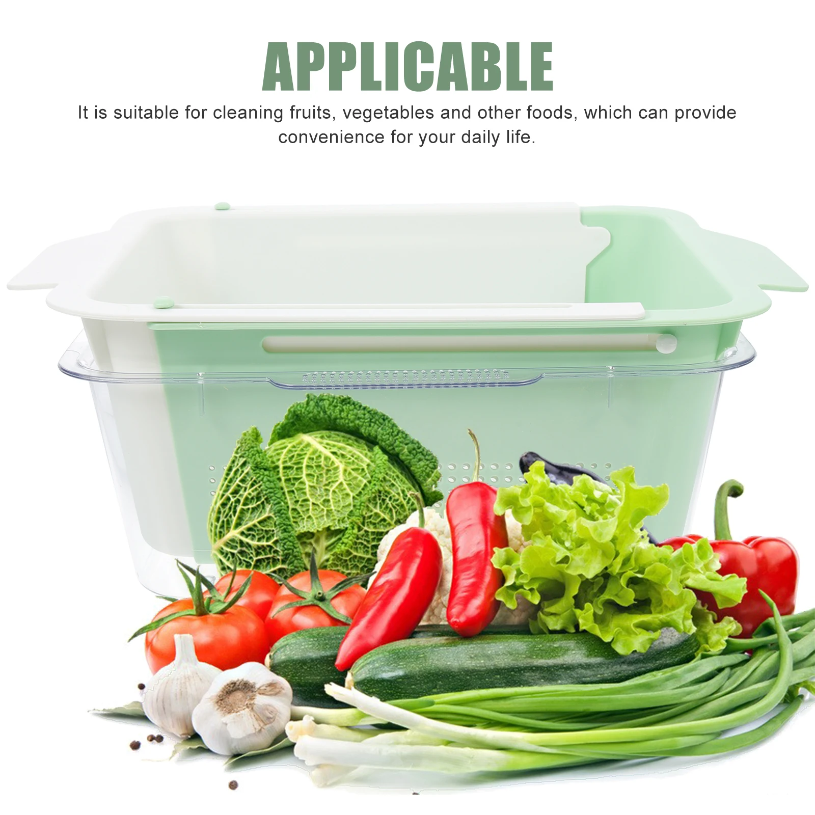 

Vegetable Drainer Basket Fruit Washer Sink Strainer Convenient Washing Mesh Draining Container Kitchen Household for Fruits