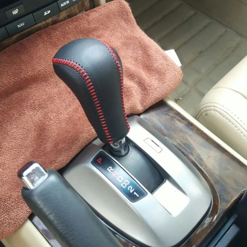 Hand Sewing PU Gear Shift Lever Knob Cover Fit Hand Brake Cover,Gear Shift Lever Cover,for Honda Feidu Civic Accord