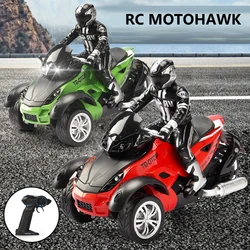 1:10 Scale Vehicle 2.4GHz High Speed Three Wheel RC MotoHawk Motorcycle Toys ATV Road Racer with LED Headlights Toy Gift for Kid