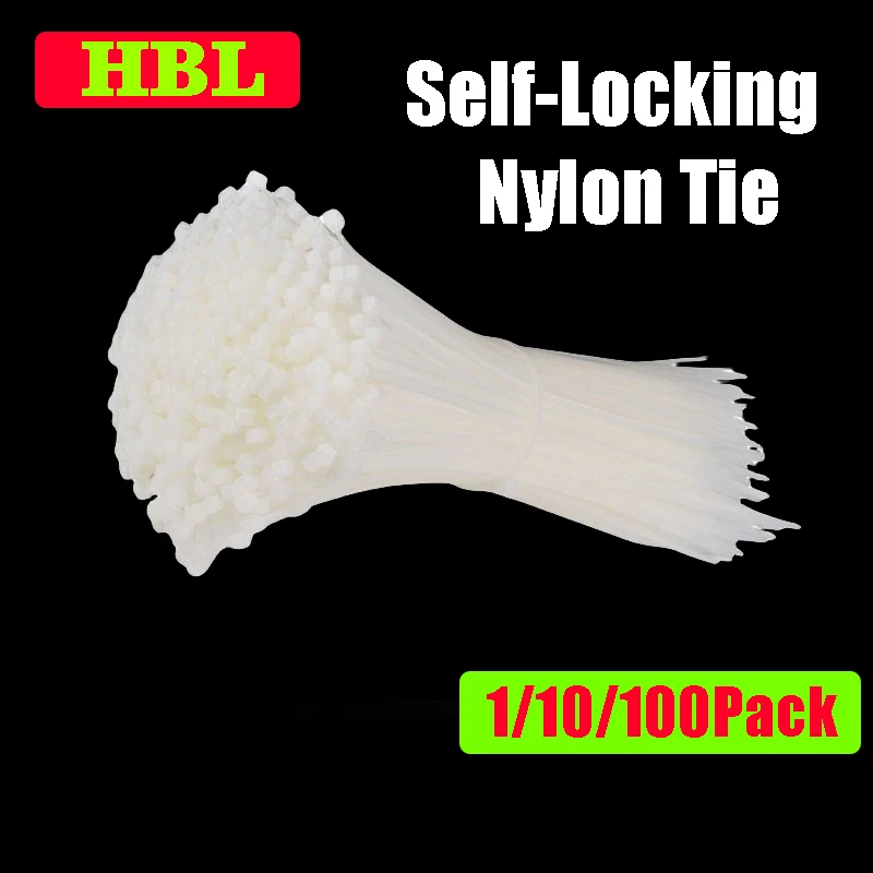 

250/500Pcs Nylon Self-Locking Ties Bundling Tape White Durable Anti-Corrosion and Anti-Freeze High Toughness Bundling Rope Ties