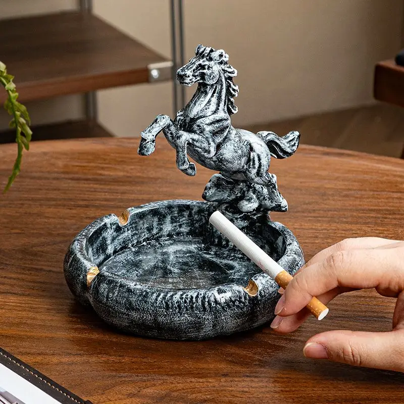 2026 New Style Running Horse Cloud Ashtray Creative Light Luxury Retro Home Living Room Coffee Table Decor Friend Gift