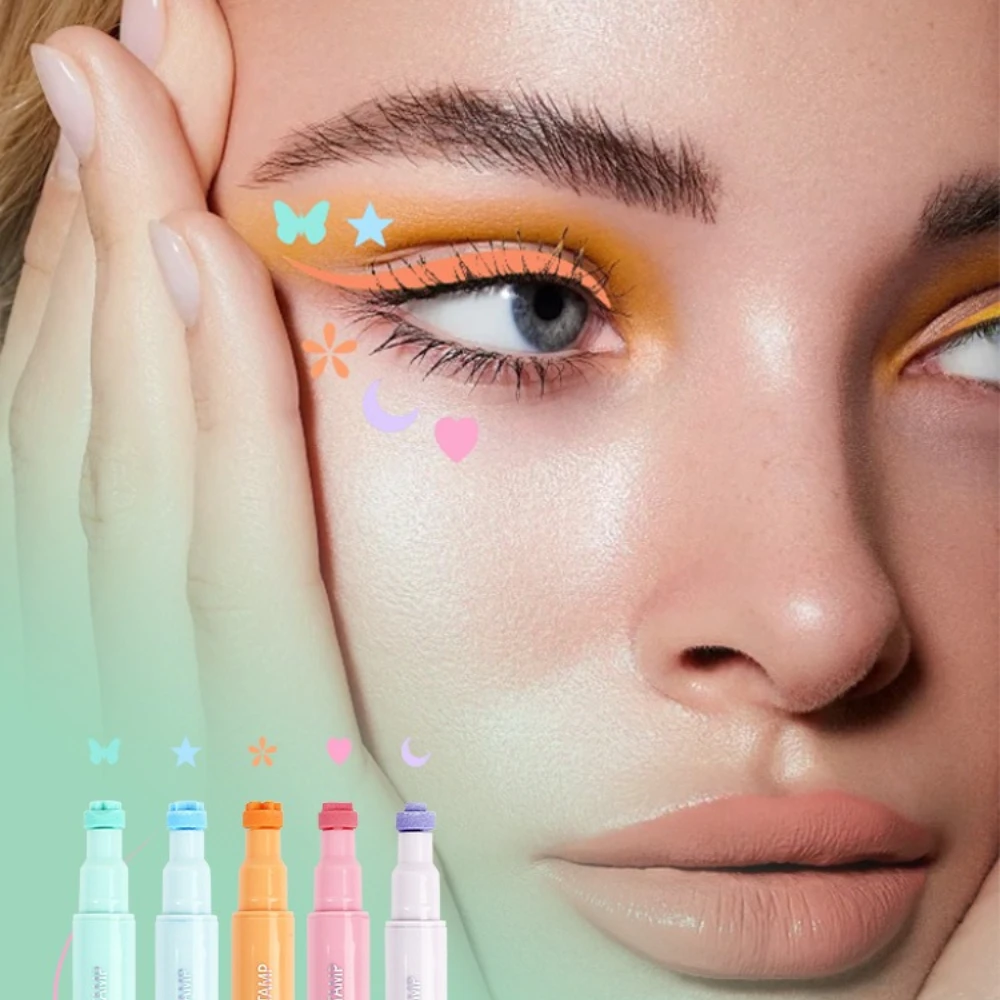 Juego de lápiz delineador de ojos colorido, 5 uds., delineador de ojos con sello de doble punta, larga duración, secado rápido, resistente al agua, resistente al sudor para maquillaje de fiesta y Festival