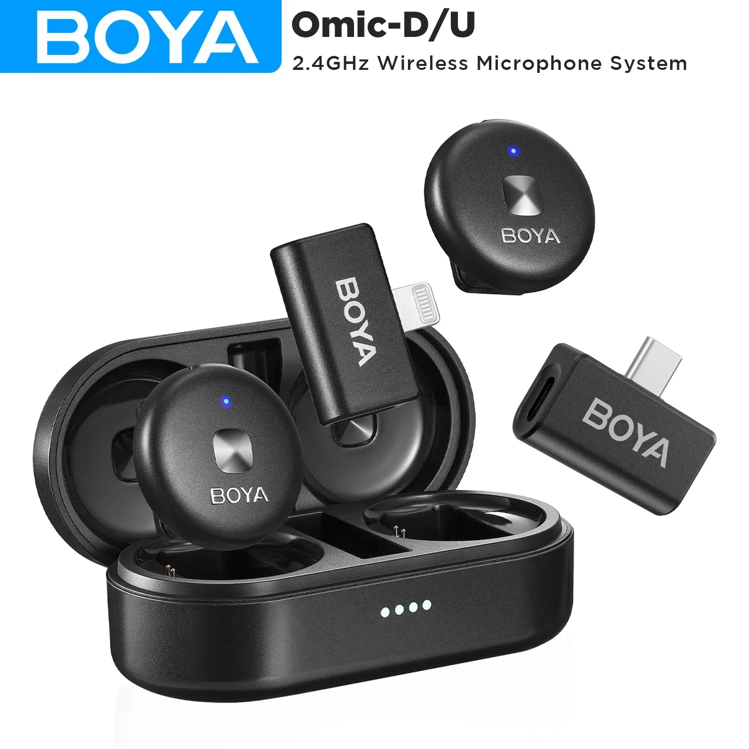 BOYA Omic D U Wireless Lavalier Lapel Microphone for iPhone iPad Android Type-c Smartphone Youtube Live Game Recording Interview