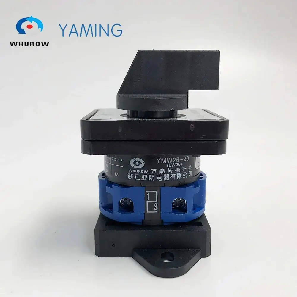 LW26-20/1 DIN ติดตั้ง-ปิดลูกบิด 2 ตำแหน่ง 0-1 เปลี่ยน CAM Switches 20A 1 POLE 4 เทอร์มินัลควบคุมวงจร