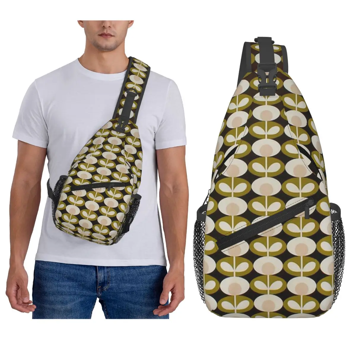 

Orla Kiely Multi Stem Flowers Chest Bag Men Sling Crossbody Backpack Chest Bag Traveling Hiking Daypack Shoulder Bag