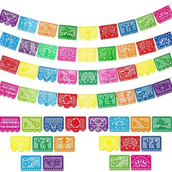 Mexican Theme Party Favors Decoration Pattern Square Banner Decorated Felt Flags Day of The Dead Banner Birthday Decoration