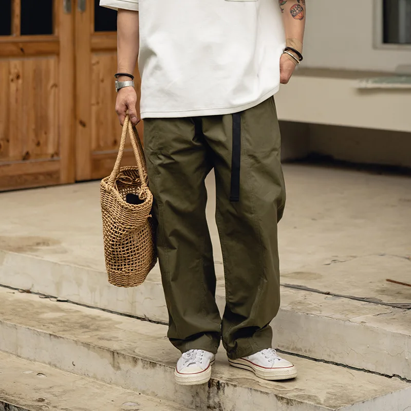 

Loose Fit Casual Pants for Men Japanese Sle y High Densi Fine Sails Adjustable Waist Commuter Friendly