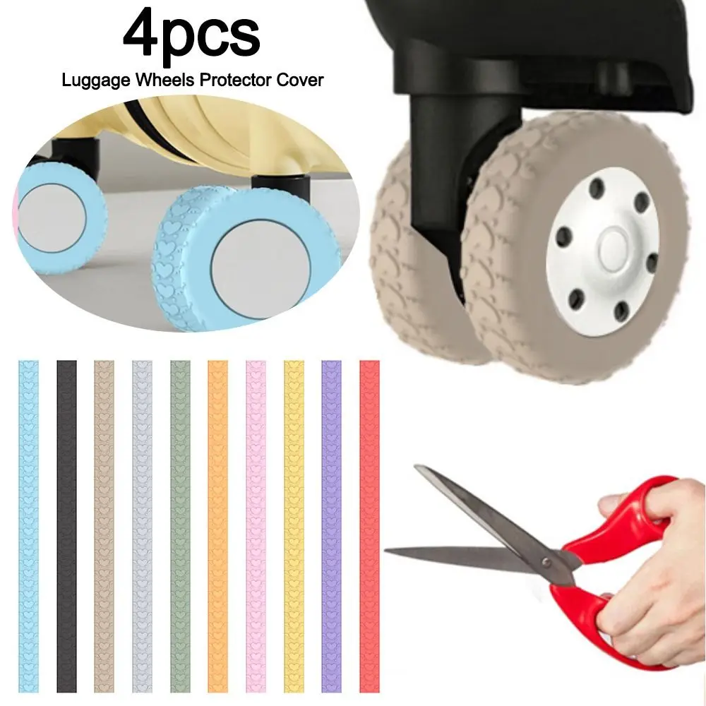 4Pcs Silicone Luggage Wheels Protector Cover Reduce Noise Anti-slip Suitcases Wheel Protection Rings Reduce Wheel Wear