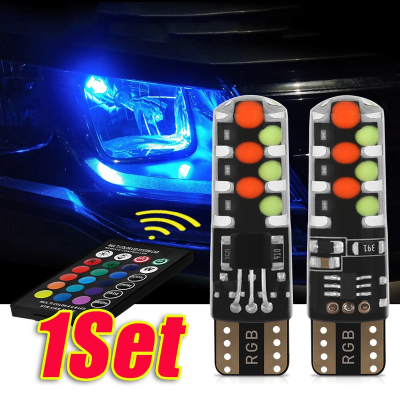 1 Set Car Colorful with Remote Control Flashing Wide Lights Multi-color Bright LED Waterproof Silicone License Plate Lights