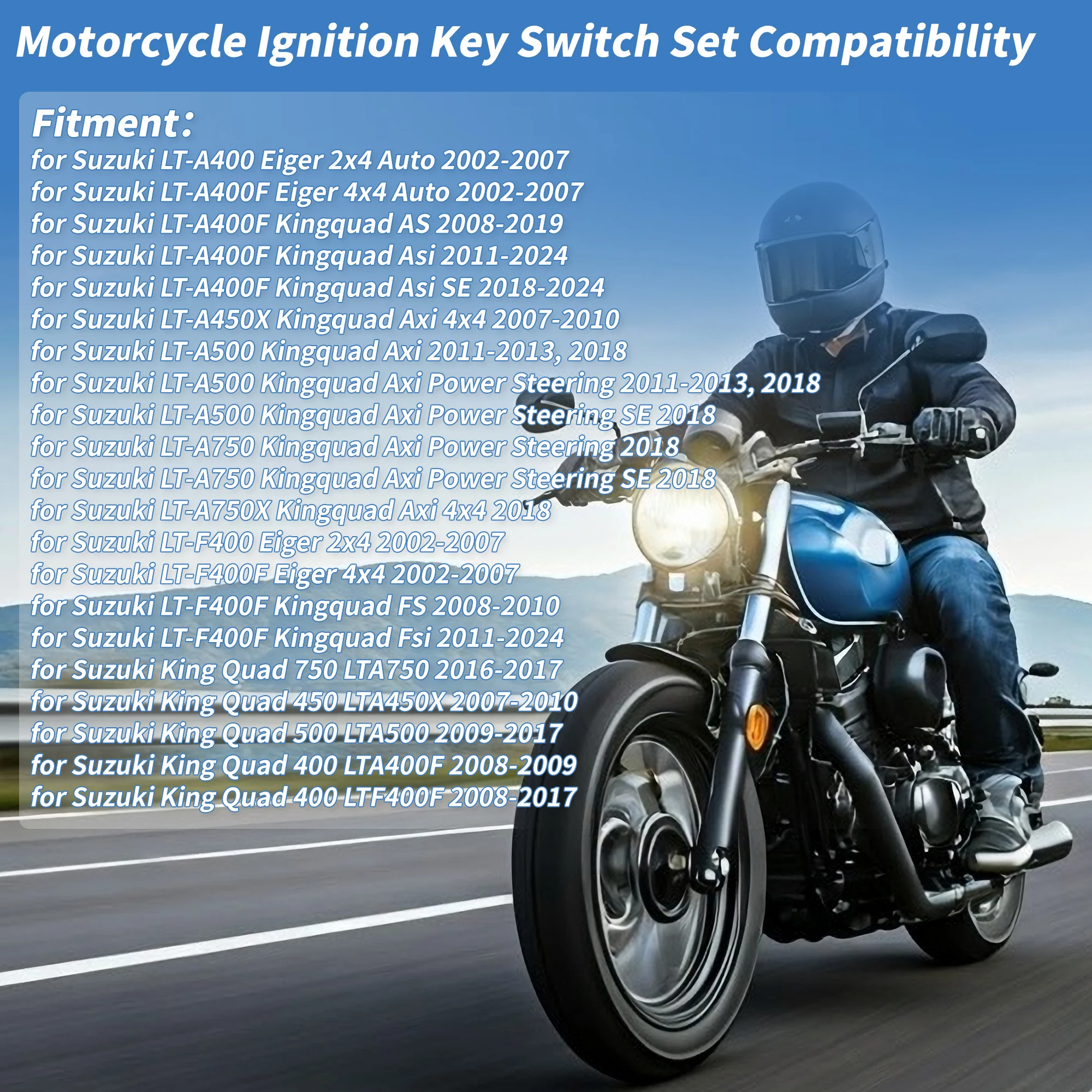 

UXCELL Ignition Key Switch No.3711038F19 for Suzuki LT-A400 Eiger 2x4 Auto 2002-2007