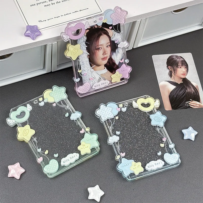 حامل بطاقات لامع شفاف من الأكريليك لقلادة عرض تخزين بولارويد مقاس 3 بوصة لصور أيدول #3