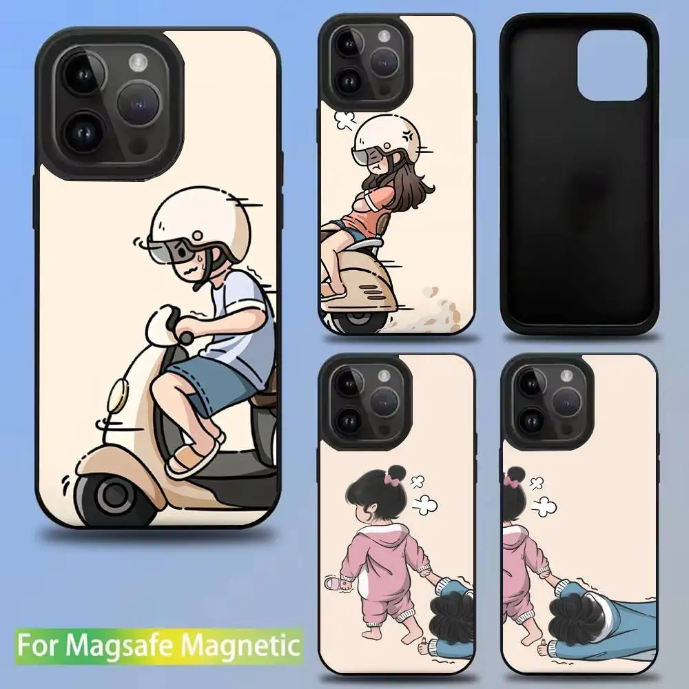 

INS Cute Cartoon Couple Phone Case For iPhone 16,15,14,13,12,11,Pro,Max,Plus,Mini,SE New Magsafe Magnetic Wireless Charging