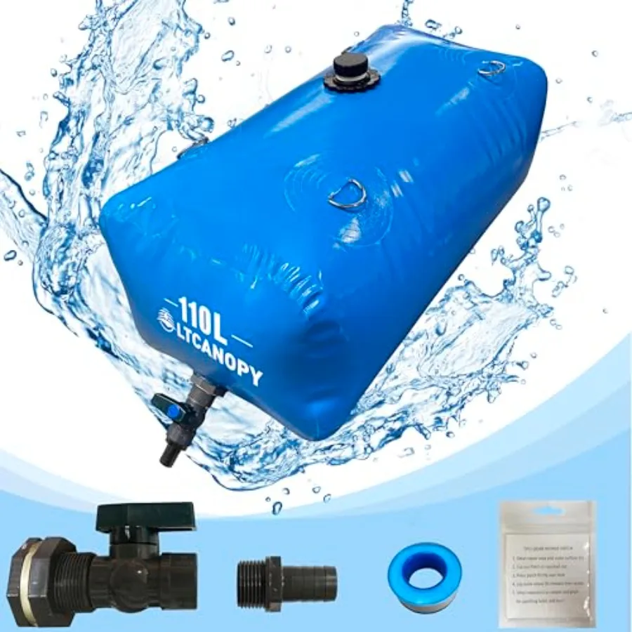 

110L/30gal Water Storage Bladder Containers, Large Capacity Foldable Portable Water Tank, Drought Resistance Fire Protection Ag