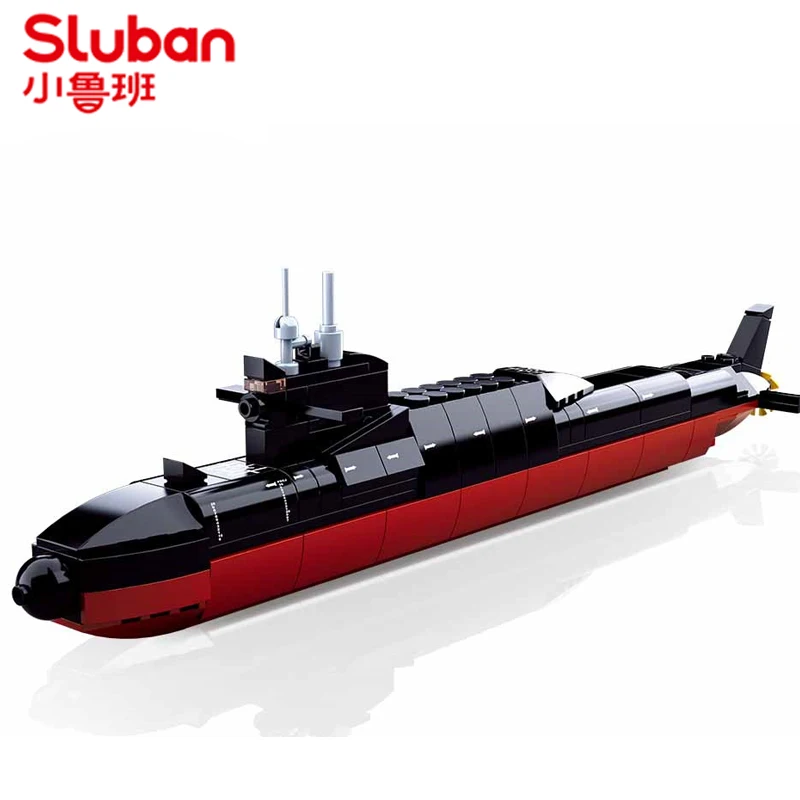 2023 SLUBAN World War II Chinese Military 094 Strategic Nuclear Submarine Battleship Building Blocks Ship Model Sets Kids Toys