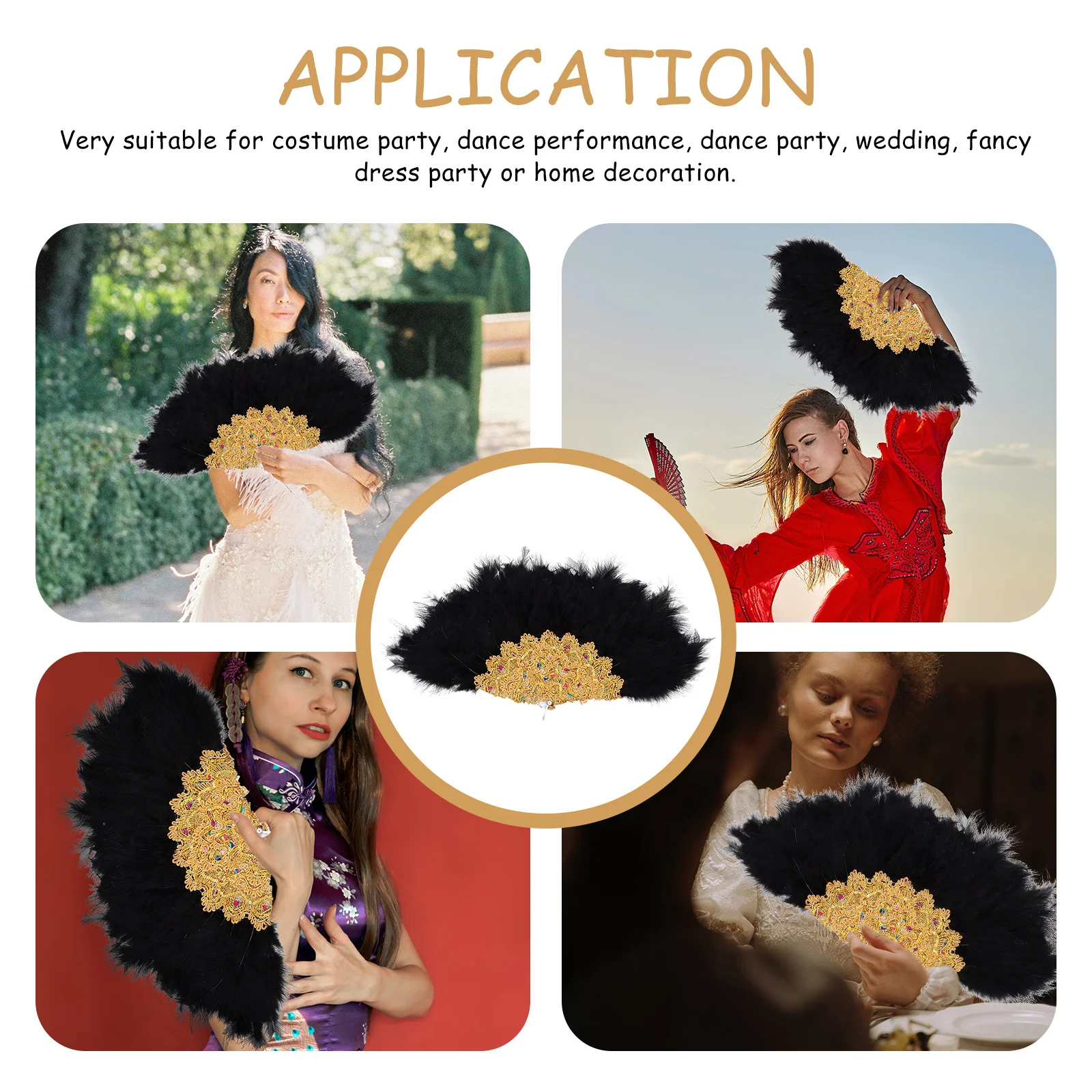 

Plumage Fan Fashionable Chic Bright Color Bridal Wedding Handheld Fan Stage Show Party Decorative Performance Prop