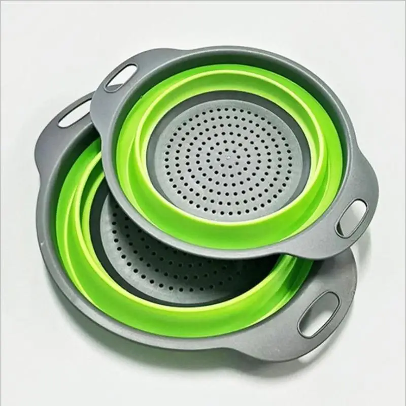 Silicone Folding Drainer Basket Fruit Vegetable Foldable Colander Kitchen Strain