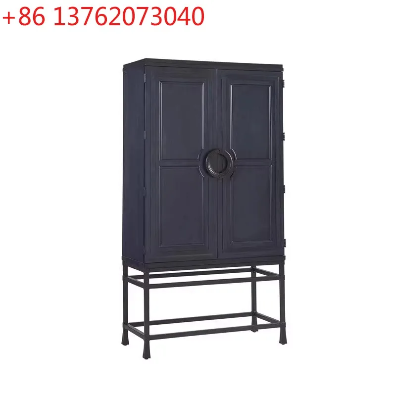 

Французский ретро винный шкаф из цельного дерева, двухдверный обеденный боковой шкаф, современный простой шкафчик для мебели для гостиной