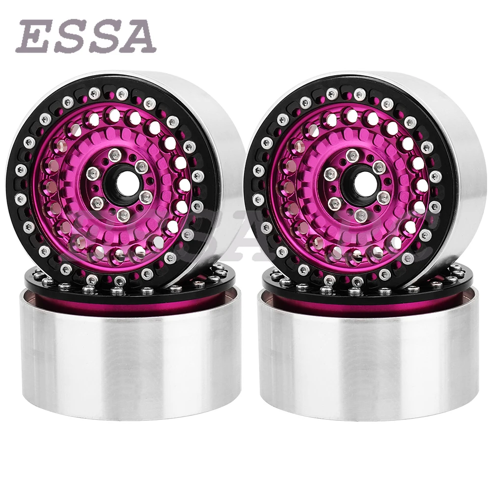 2/4Pcs 2.2 Inch Metal Alloy Beadlock Wheel Hub Rim Rims Aluminum Alloy for TRX4 TRX6 Axial SCX10 III  1/10 RC Crawler