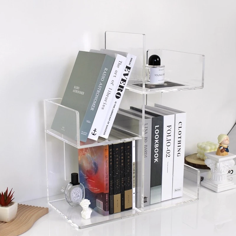 

‌ Акриловая книжная полка, напольный шкаф без сборки, многослойная стойка для хранения, высококачественная витрина для домашнего декора