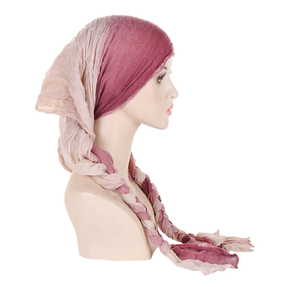 Muslim Inner Hijab Turban Women Pre-Tied Long Tail Headscarf Wrap Chemo Cap Beanies Bonnet Head Scarf Stretch Headwear Hat Mujer