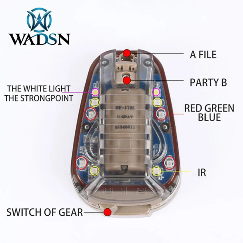 WADSN lampu helm cepat taktis tahan air, lampu kilat sinyal keselamatan bertahan hidup luar ruangan strobo IR hijau biru merah 6 GEN3