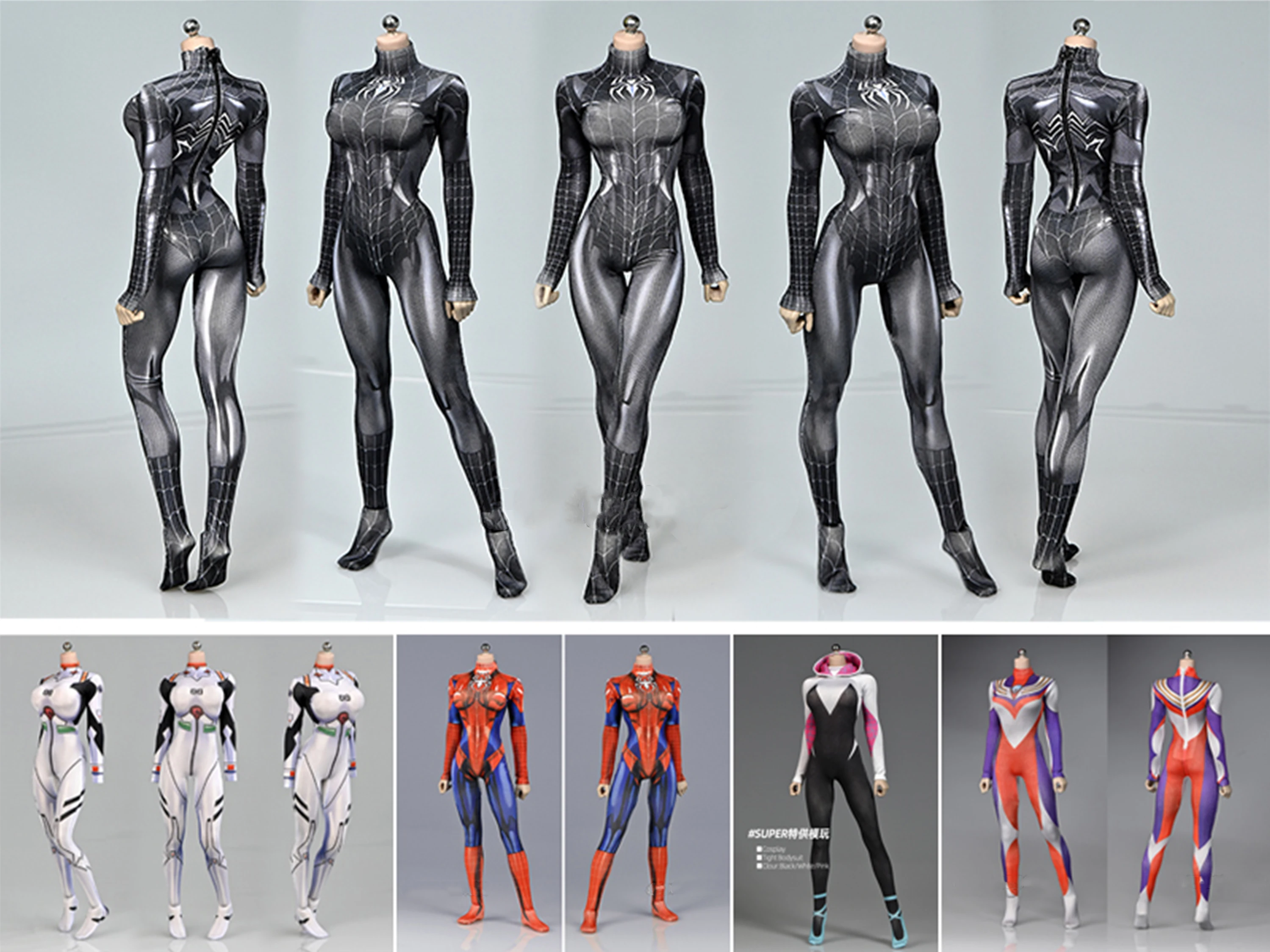 1/6 Scale Female Jumpsuit Bodysuit Elastic Tights Fit for 12inches TBLeague JIAOU Seamless Action Figure Body