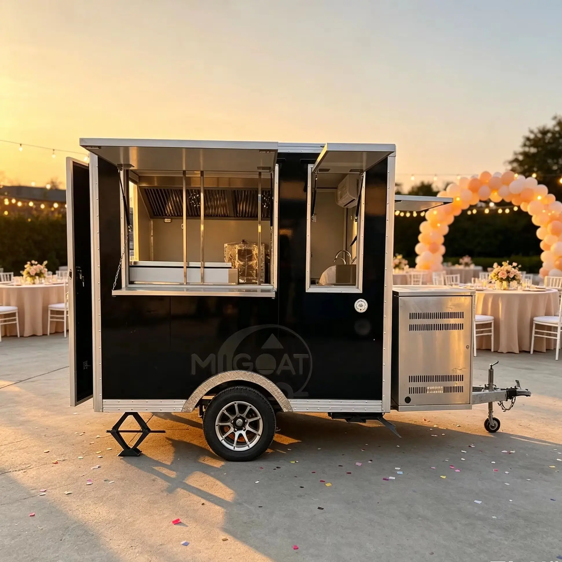 Cost Effective Towable Food Trailer With Exhaust Hood Sink Mobile Coffee Hot Dog Vending Cart For Street Events