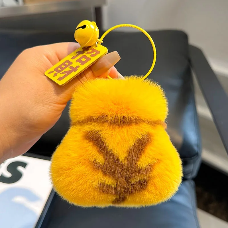 Creative Hot Selling Rex Rabbit Fur Purse Key Ring Girl Bag Pendant Car Key Chain Good Birthday Gift Key Chain
